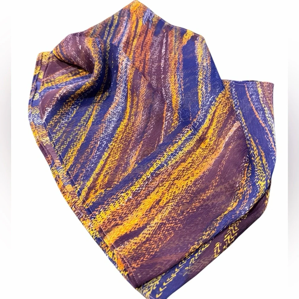 Purple & Gold Abstract Lightweight Fashion Scarf 58” Neck Hair Purse Wrap